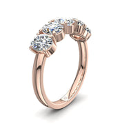 Demi-alliance 5 diamants synthétiques ovales 1.50 carat or rose Sarah